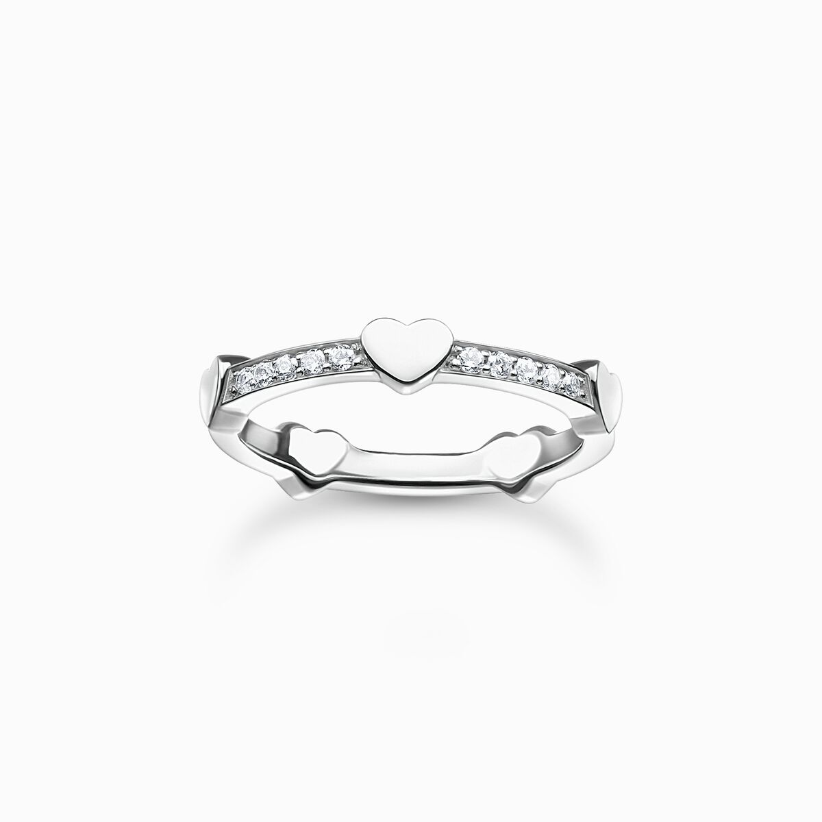Ring pavé with hearts silver