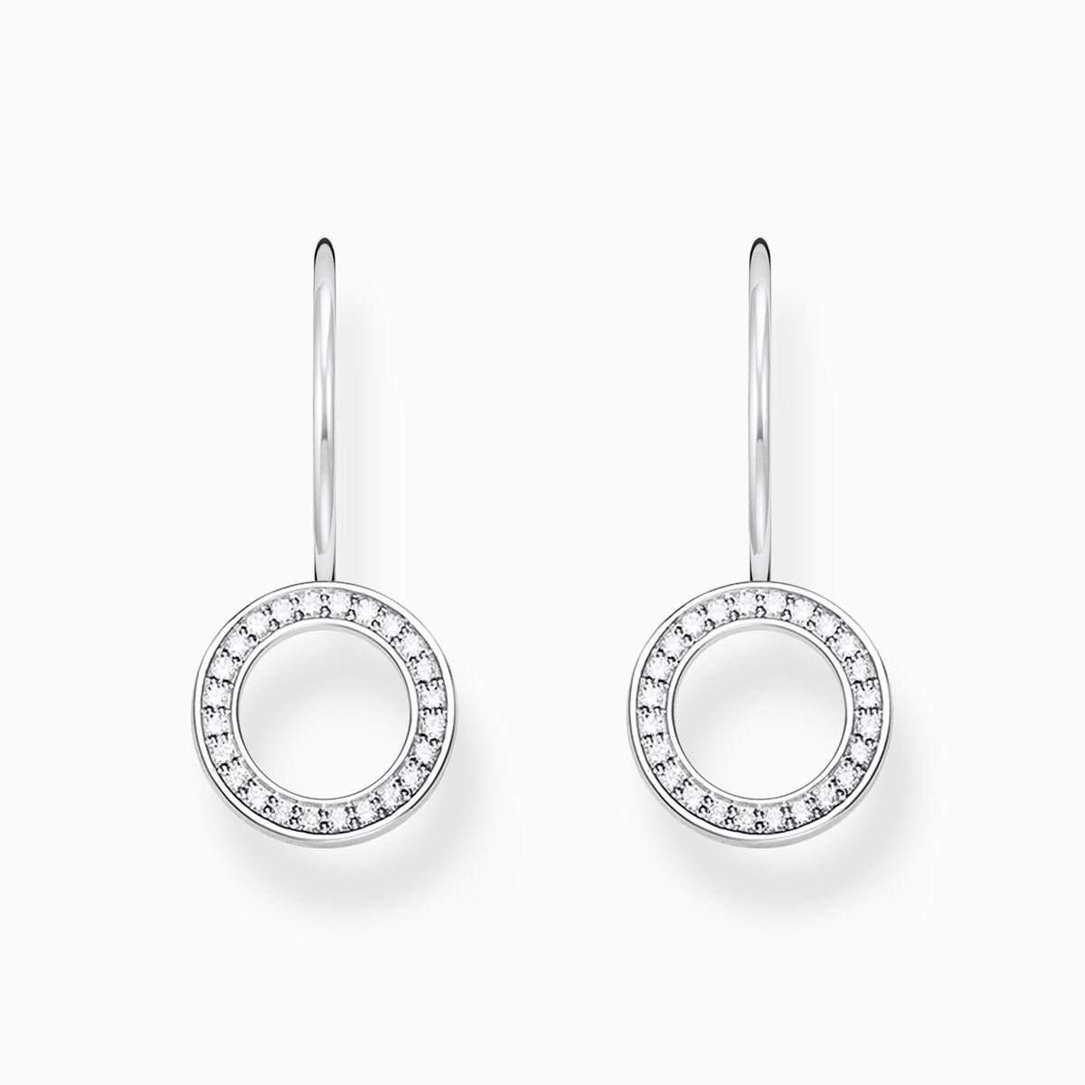 Silver earrings circular-shaped with white zirconia