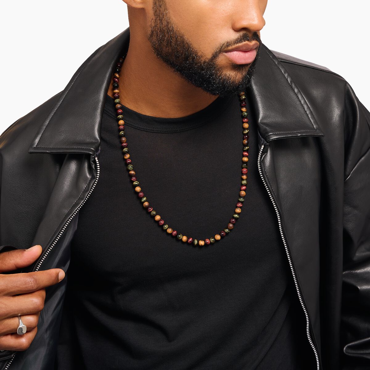 Talisman necklace with tiger eye beads