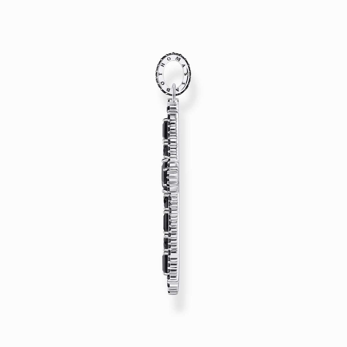 Silver blackened corss pendant with black zirconia