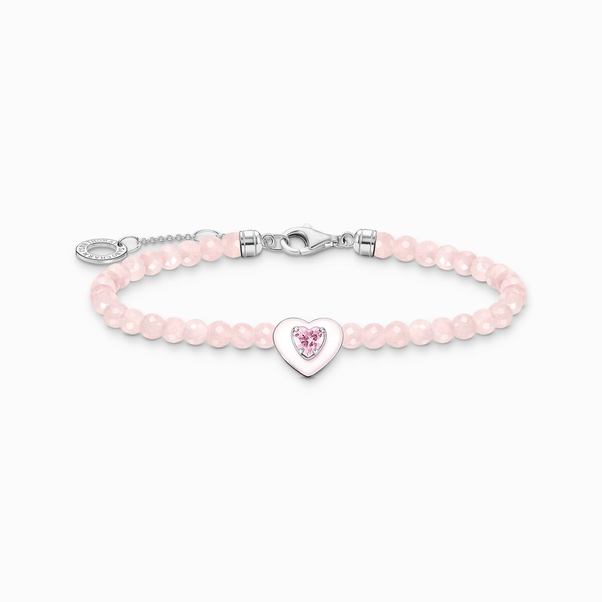 Bracelet heart with beads of rose quartz