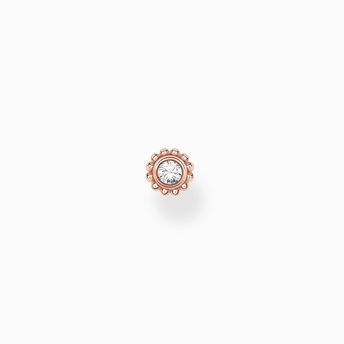 Single ear stud flower white stone rose gold