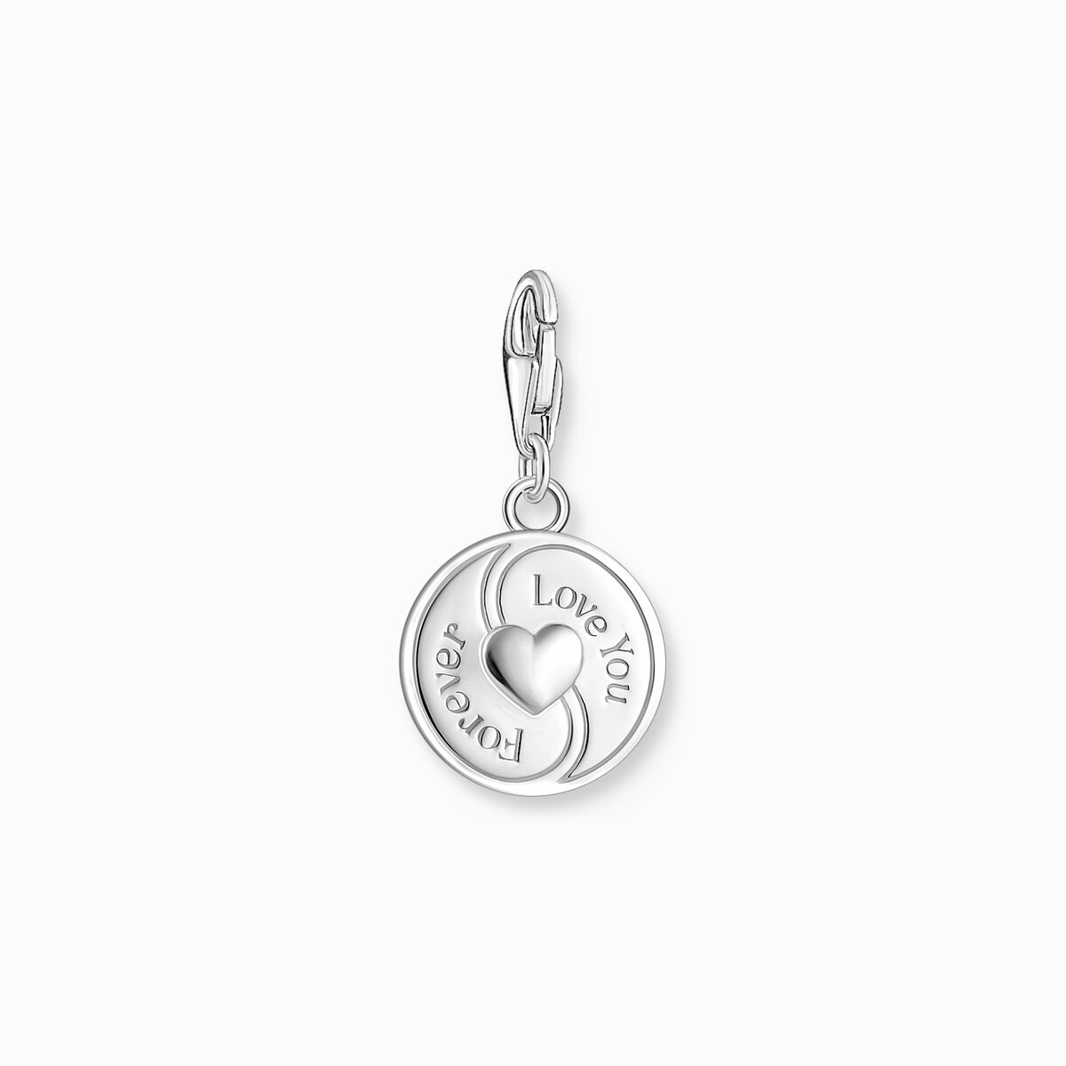 Charm pendant pink yin & yang with stones silver