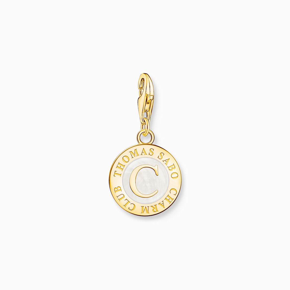 Charm white Coin gold plated
