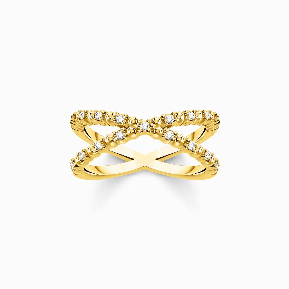 Ring dots with white stones gold