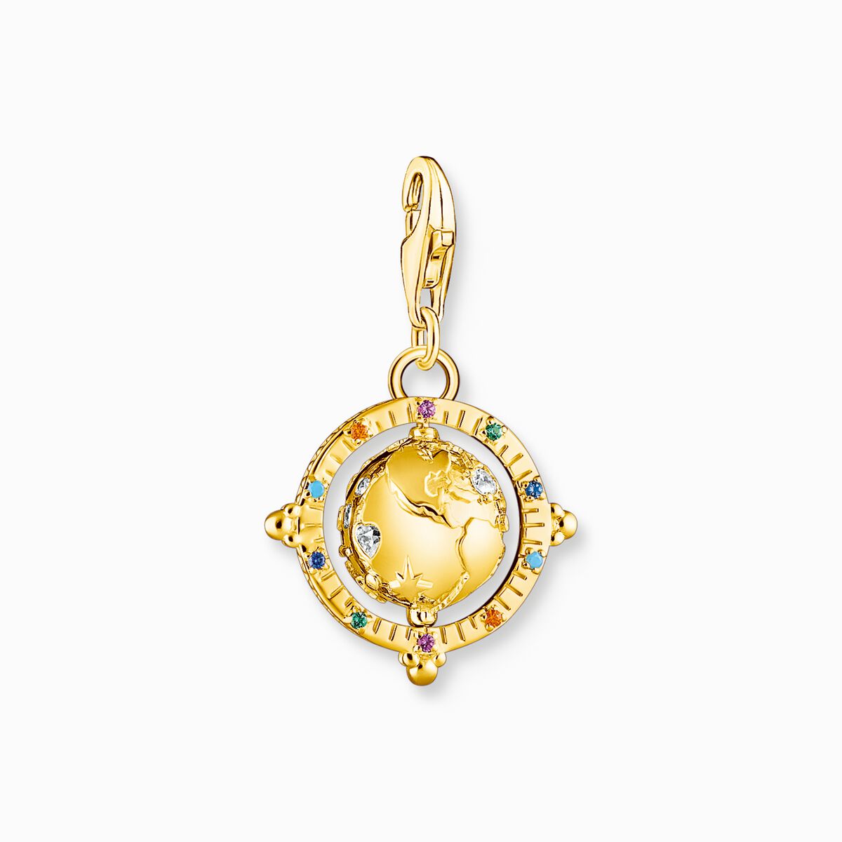 Charm pendant colourful globe gold plated