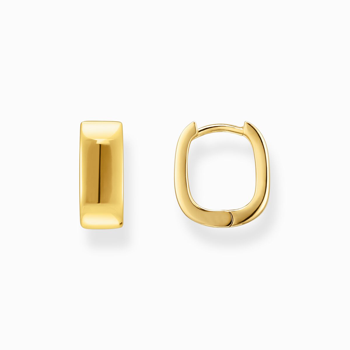 Small gold-plated hoop earrings in angular shape