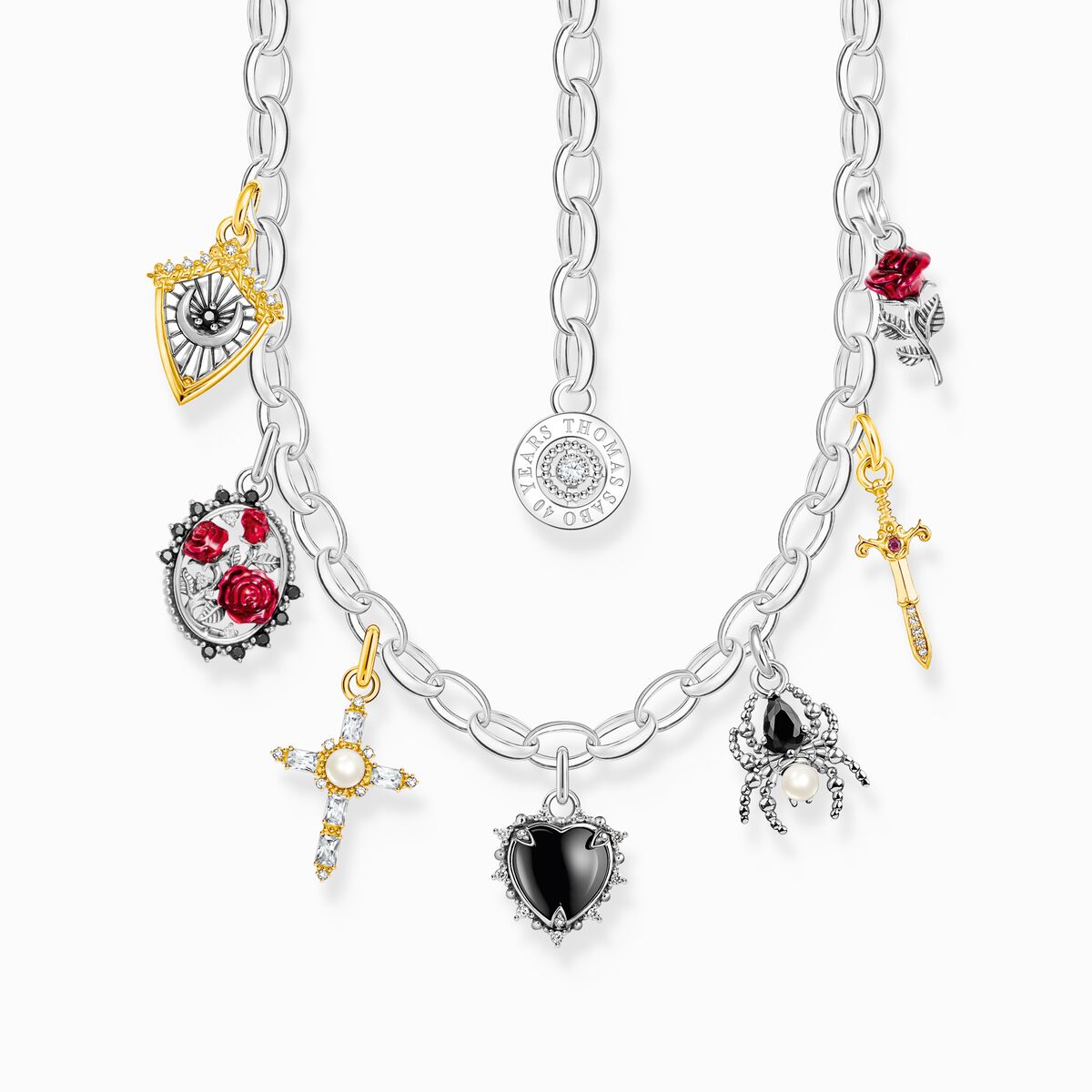 Silver necklace with pendants True Romance