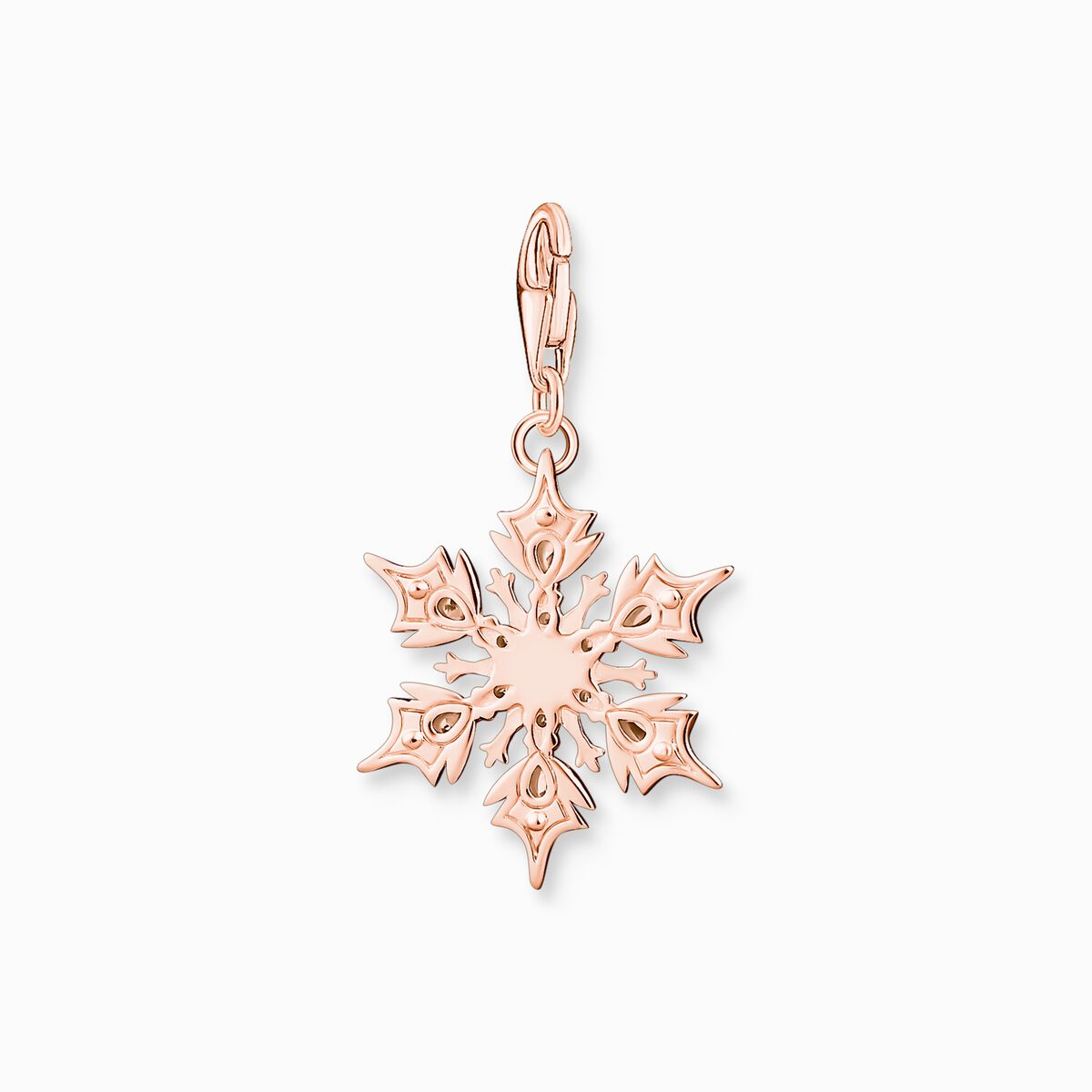 Charm pendant snowflake with white stones rose gold
