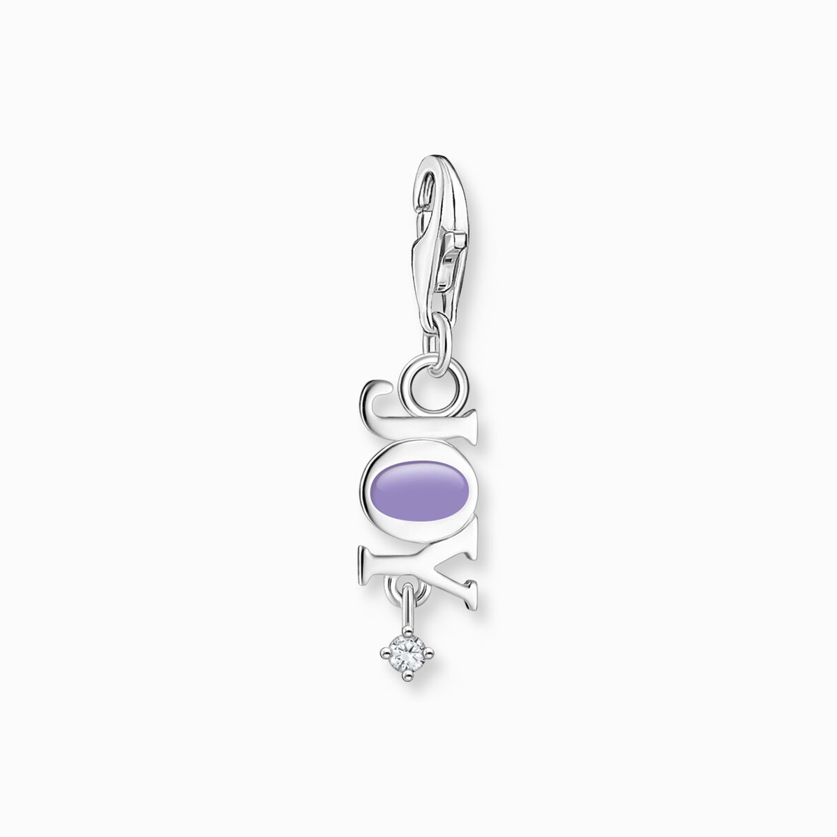 Charm pendant Joy with white stone silver