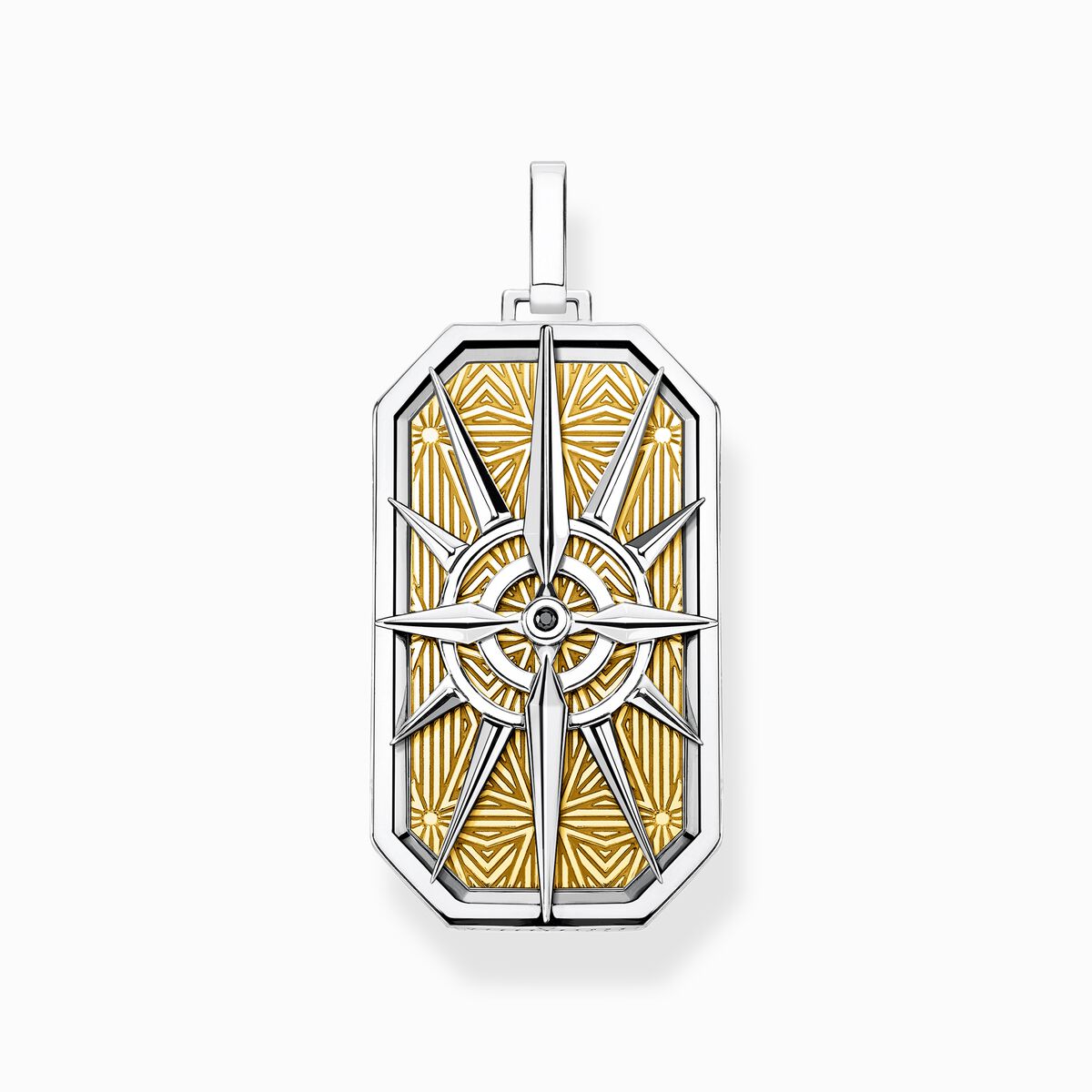 Jewellery set necklace compass gold and silver