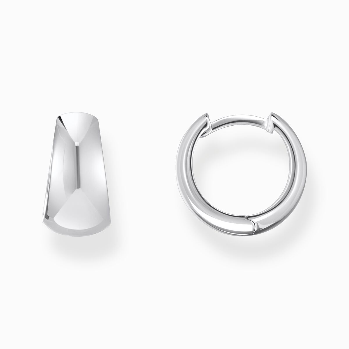 Silver classic hoop earrings in chunky, trapezoidal shape