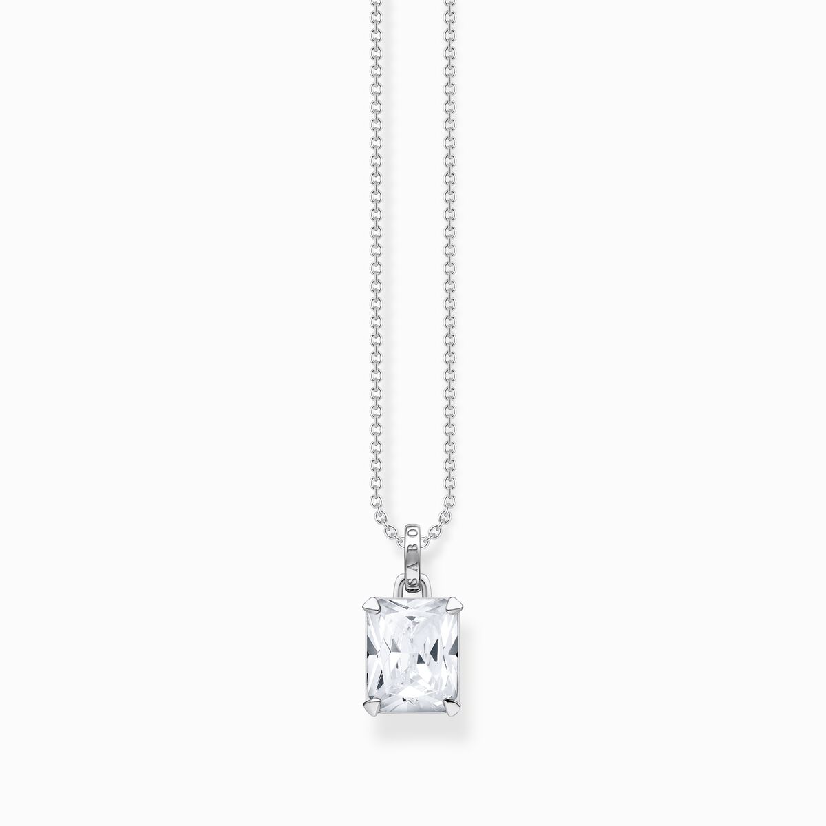 Necklace with white stone silver