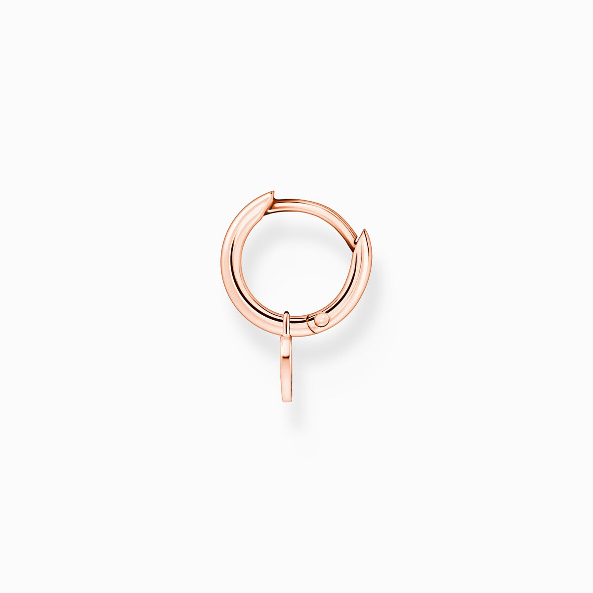 Single hoop earring with heart pendant rose gold