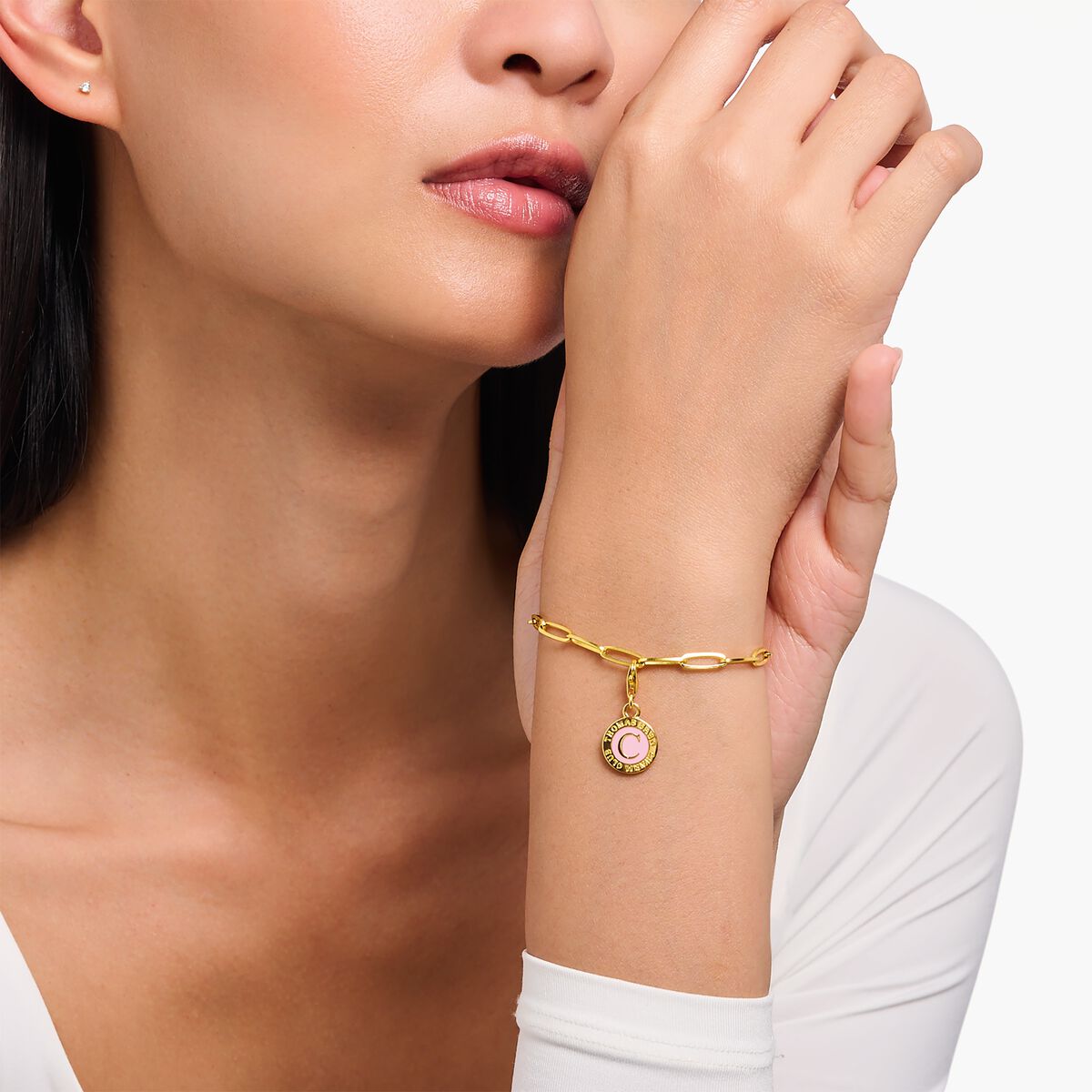 Charm pink Coin gold plated