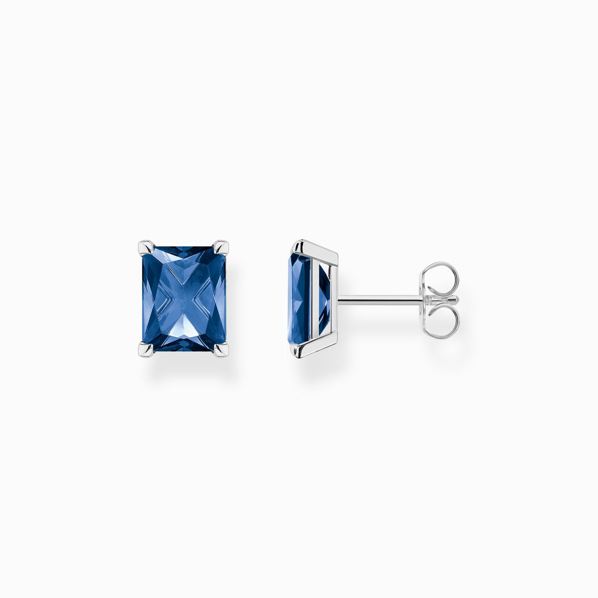 Ear studs with blue stone silver