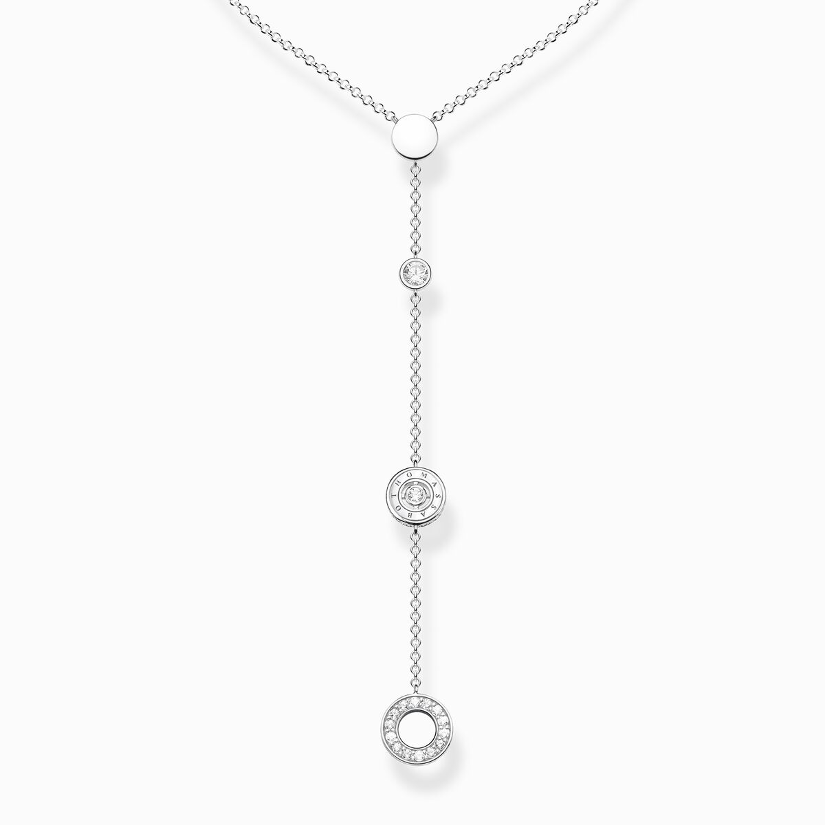Necklace circles with white stones silver