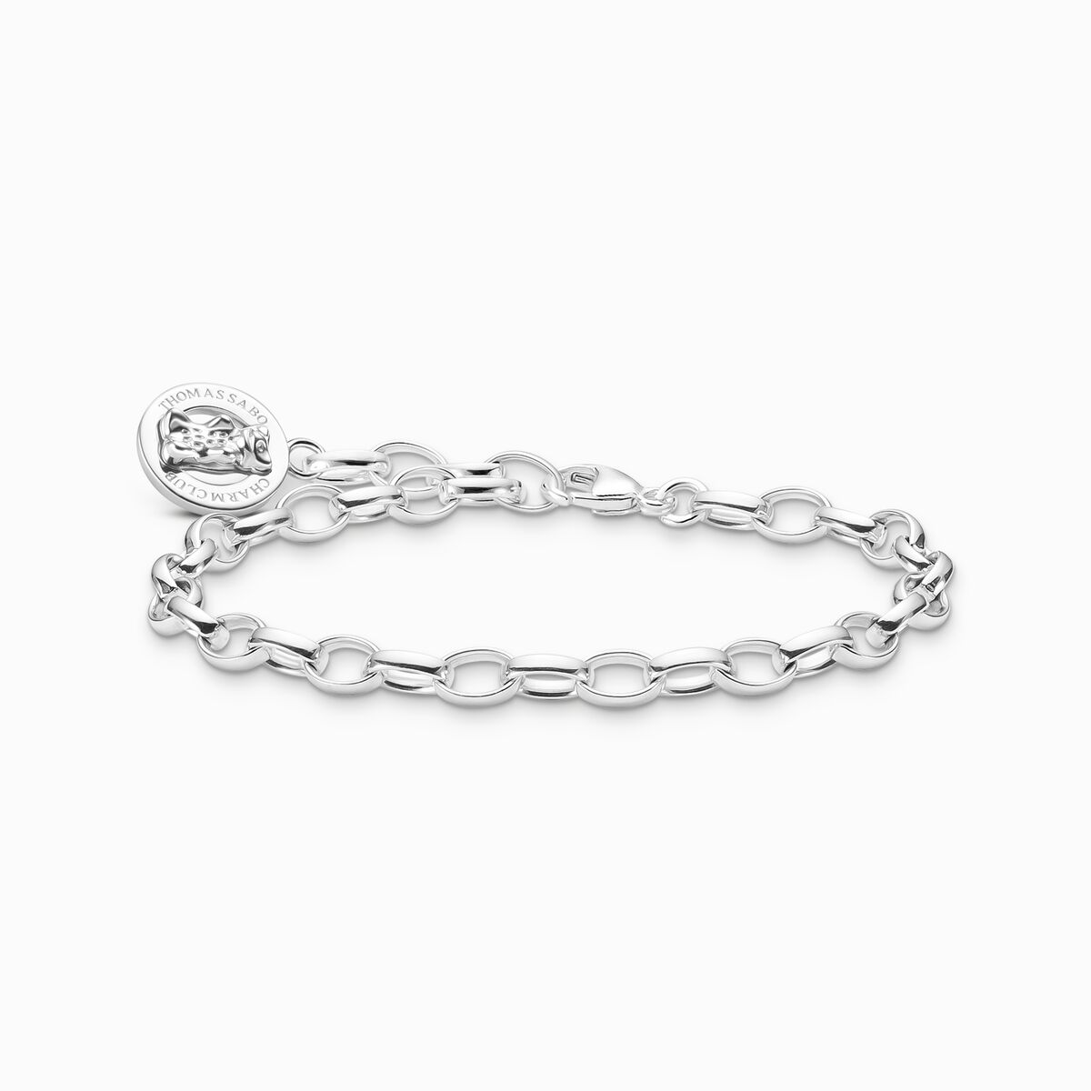 Silver charm bracelet with goldbears logo ring