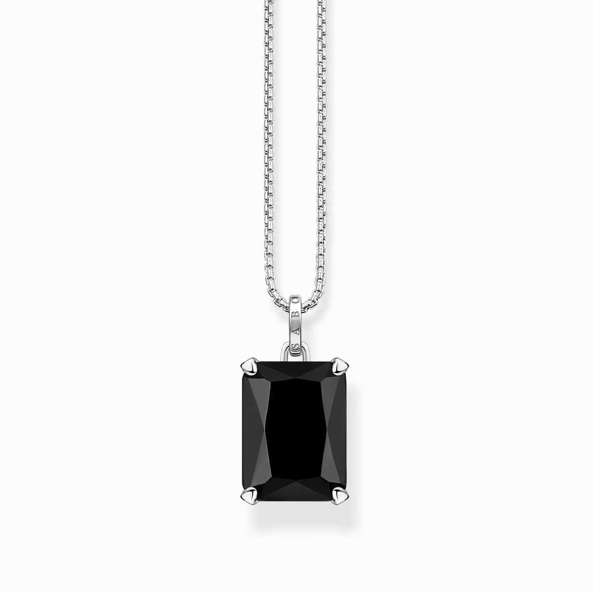 Necklace with large black stone silver