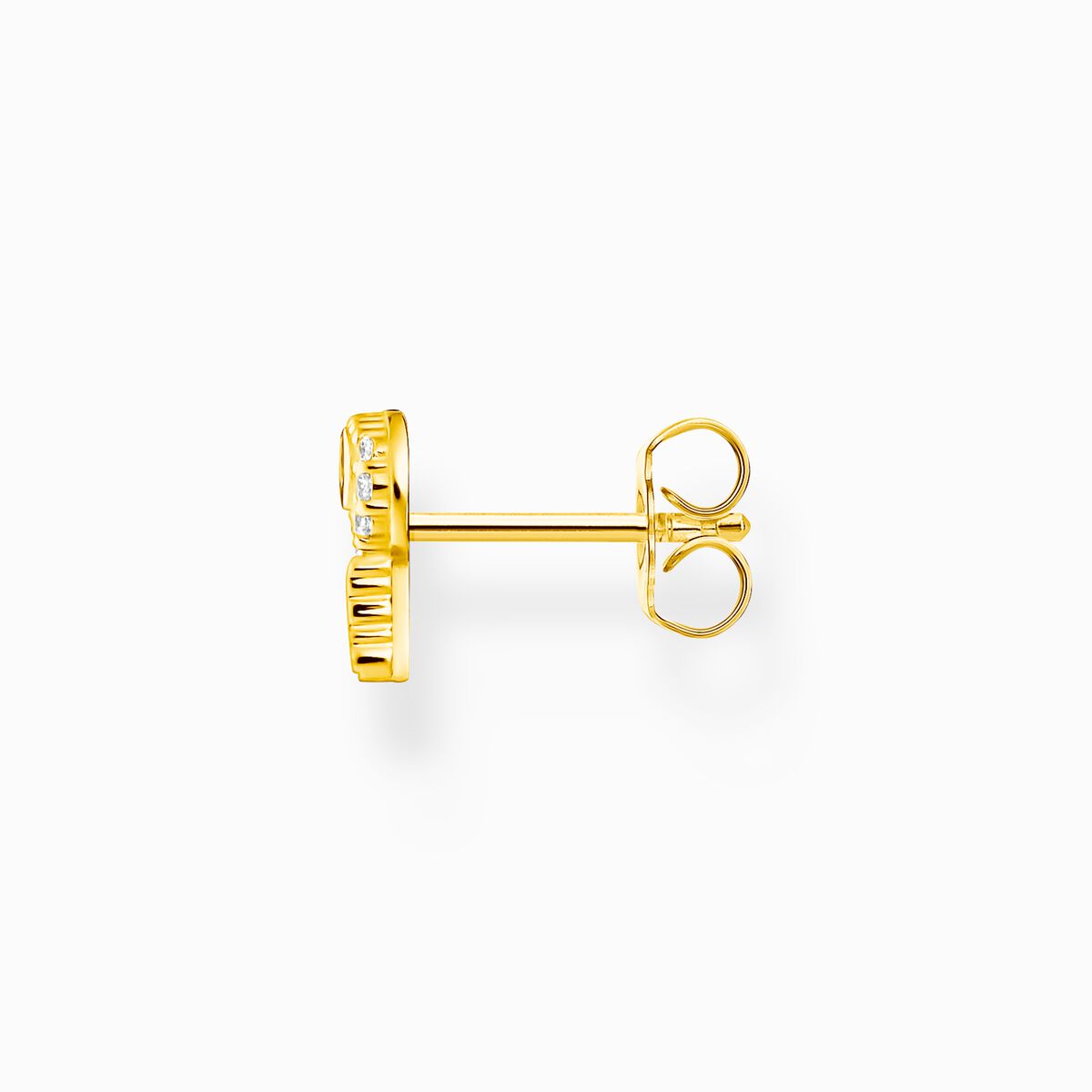 Single ear stud key white stones gold