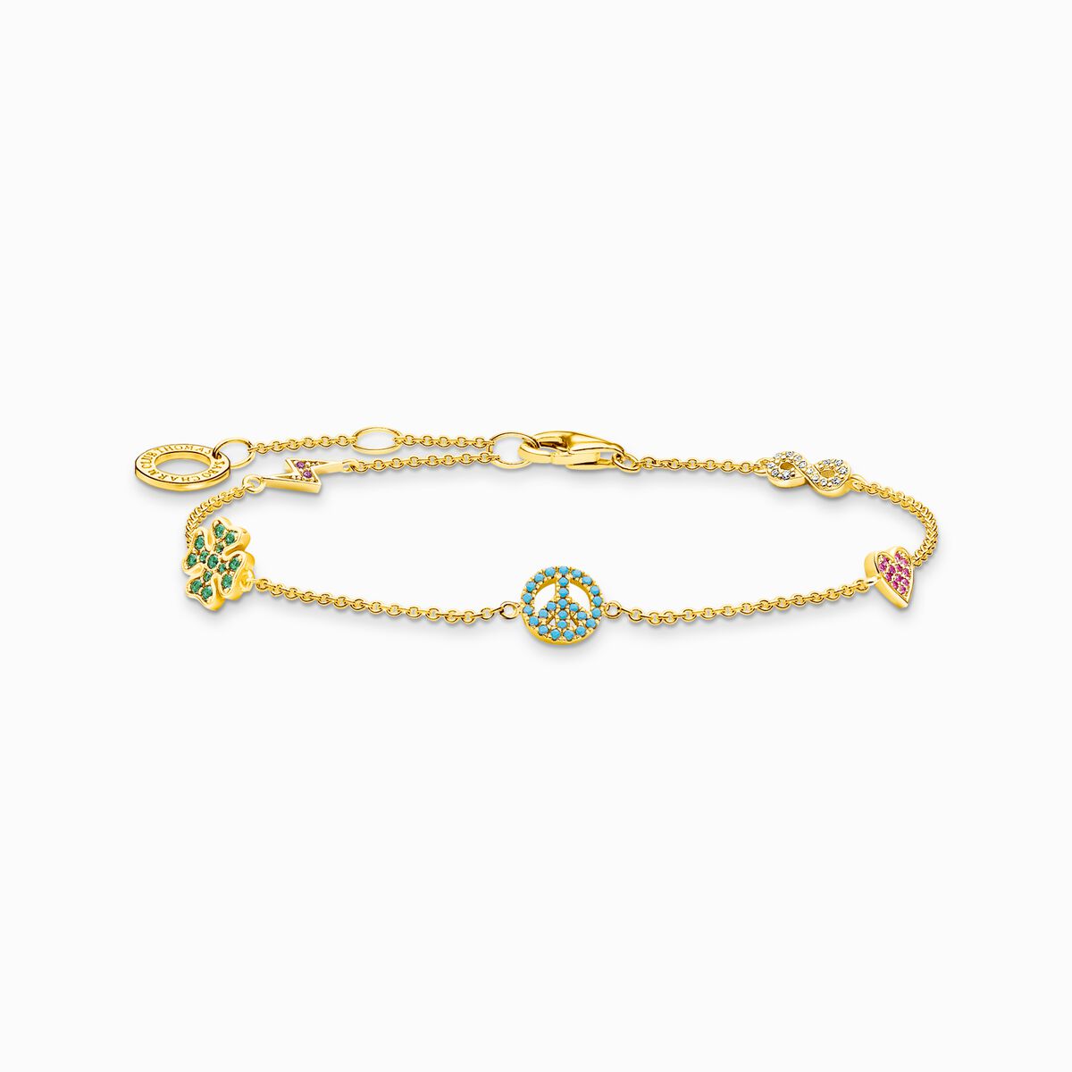 Bracelet with symbols multicoloured gold