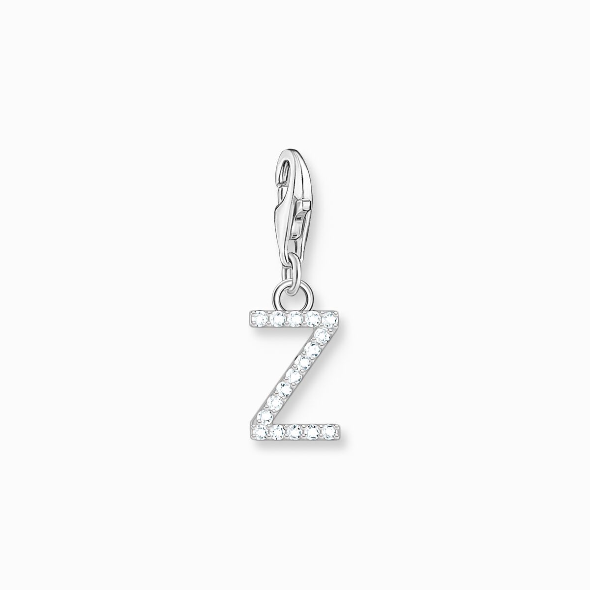 Charm pendant letter Z with white stones silver
