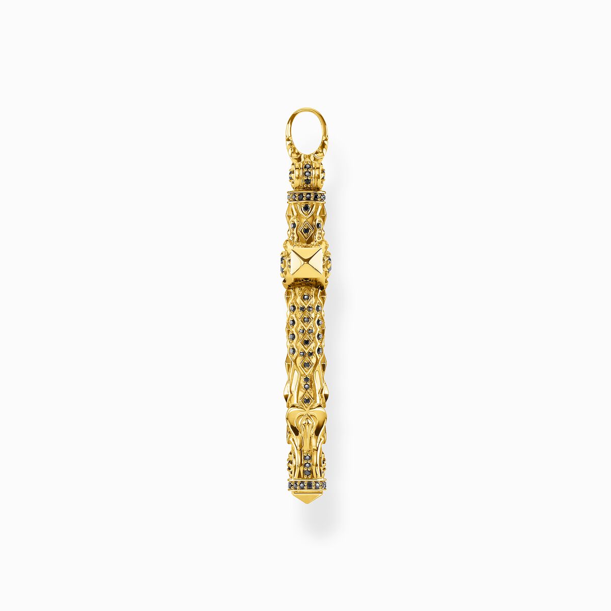 Pendant cross black stones gold