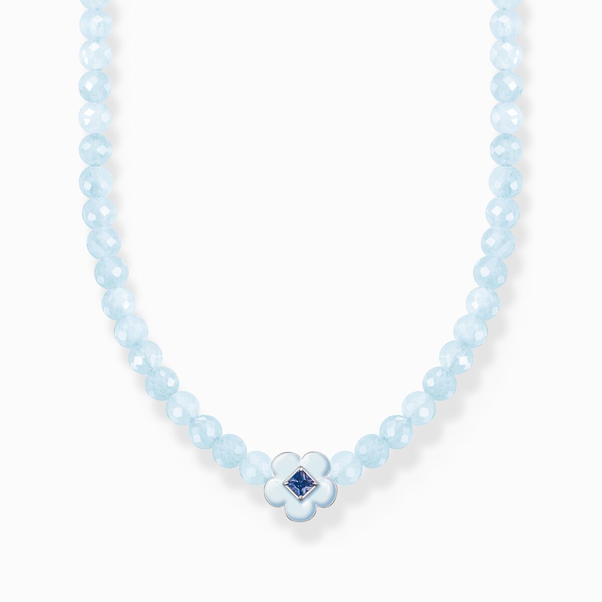 Choker flower with blue jade beads