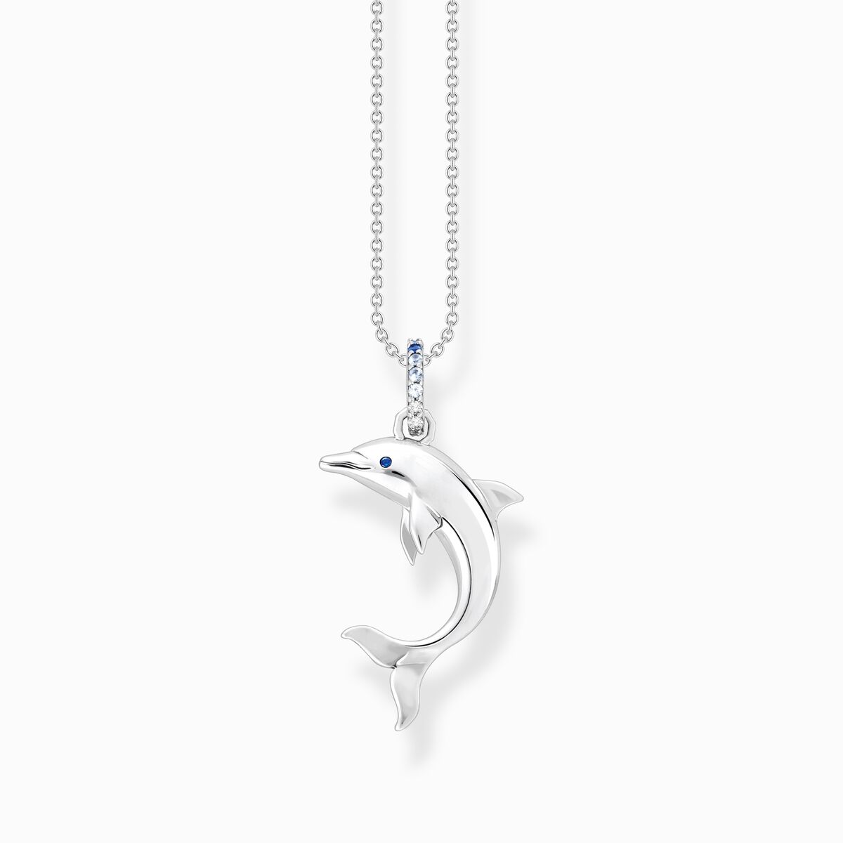 Necklace dolphin with blue stones