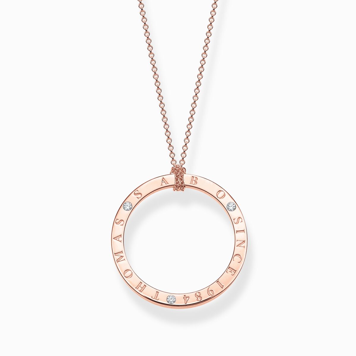 Necklace circle with white stones rose gold plated