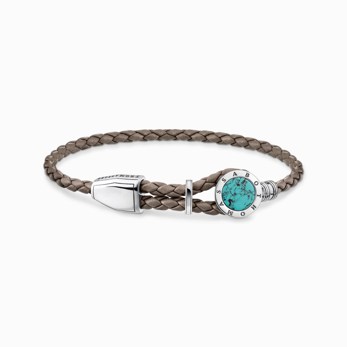 Leather strap disc turquoise