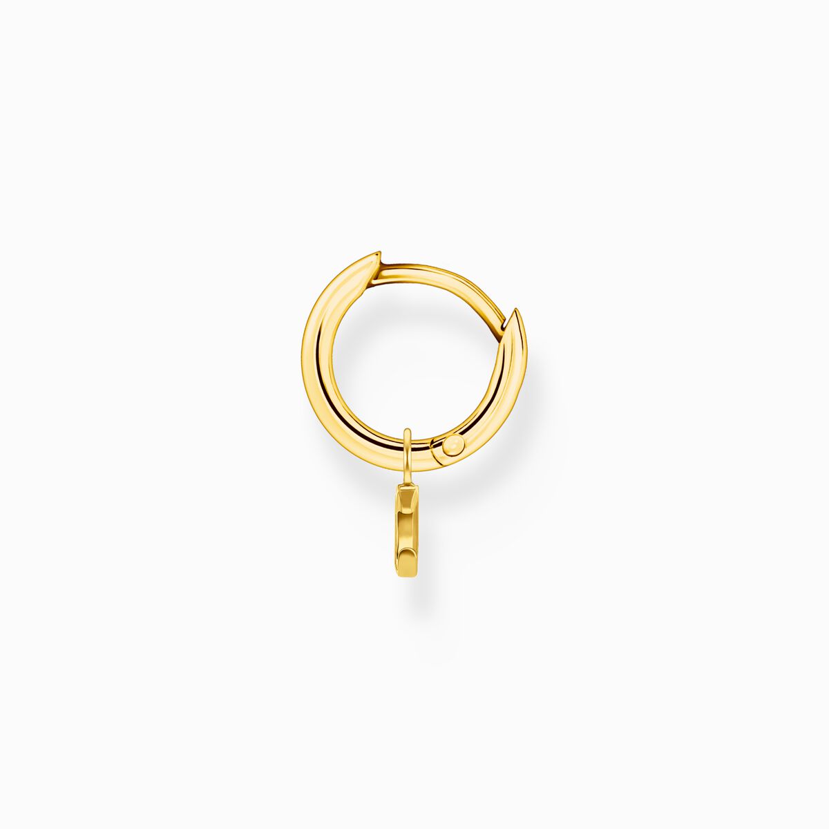 Single hoop earring with moon pendant gold