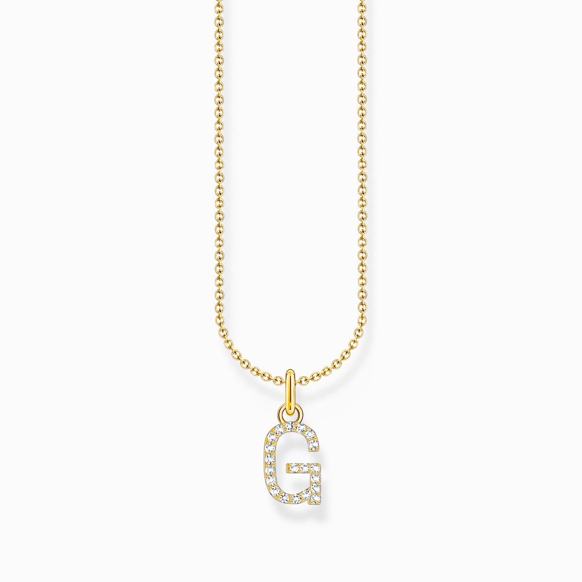 Gold-plated necklace with letter pendant G and white zirconia