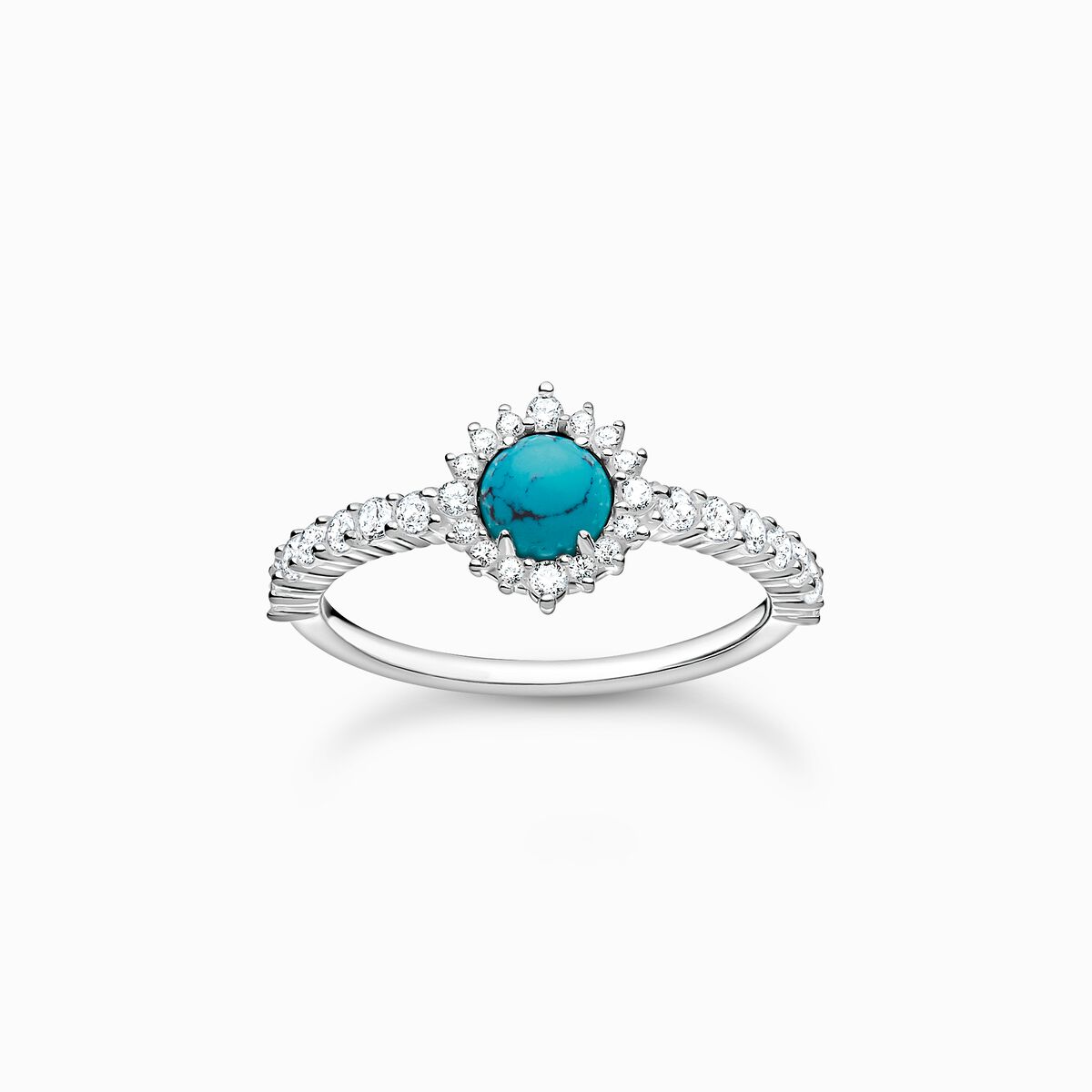 Ring turquoise stone with white stones