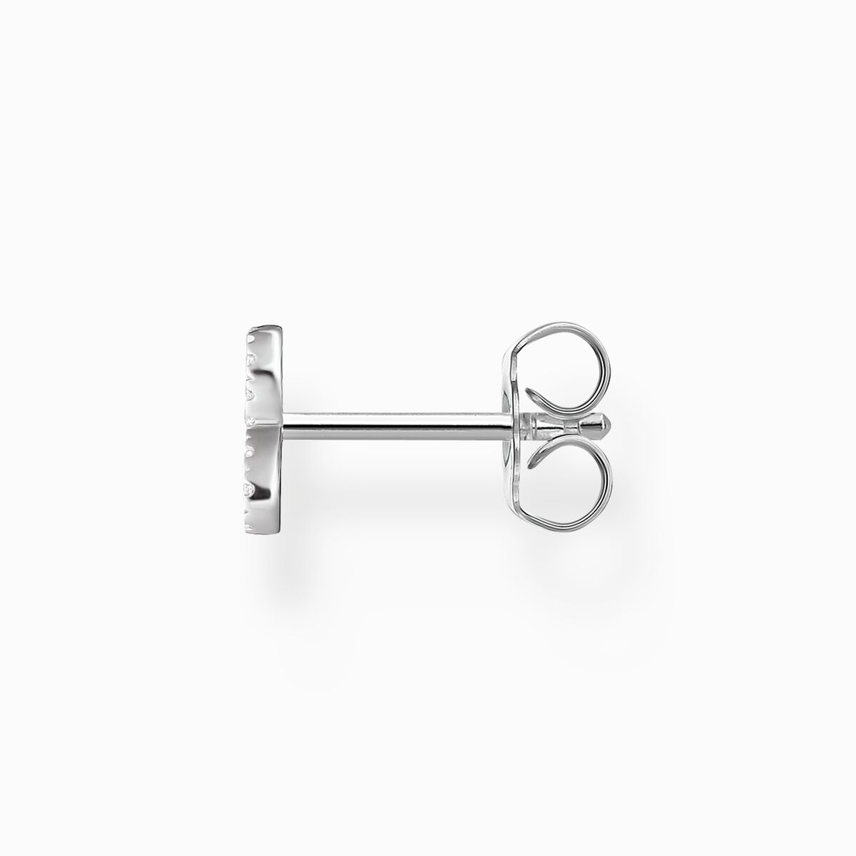 Single ear stud infinity with white stones silver