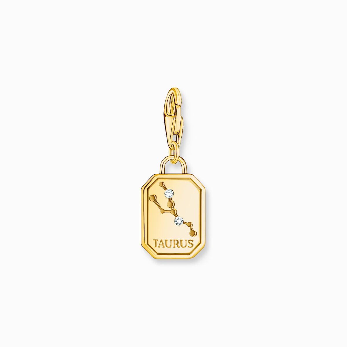 Gold-plated charm pendant zodiac sign Taurus with zirconia