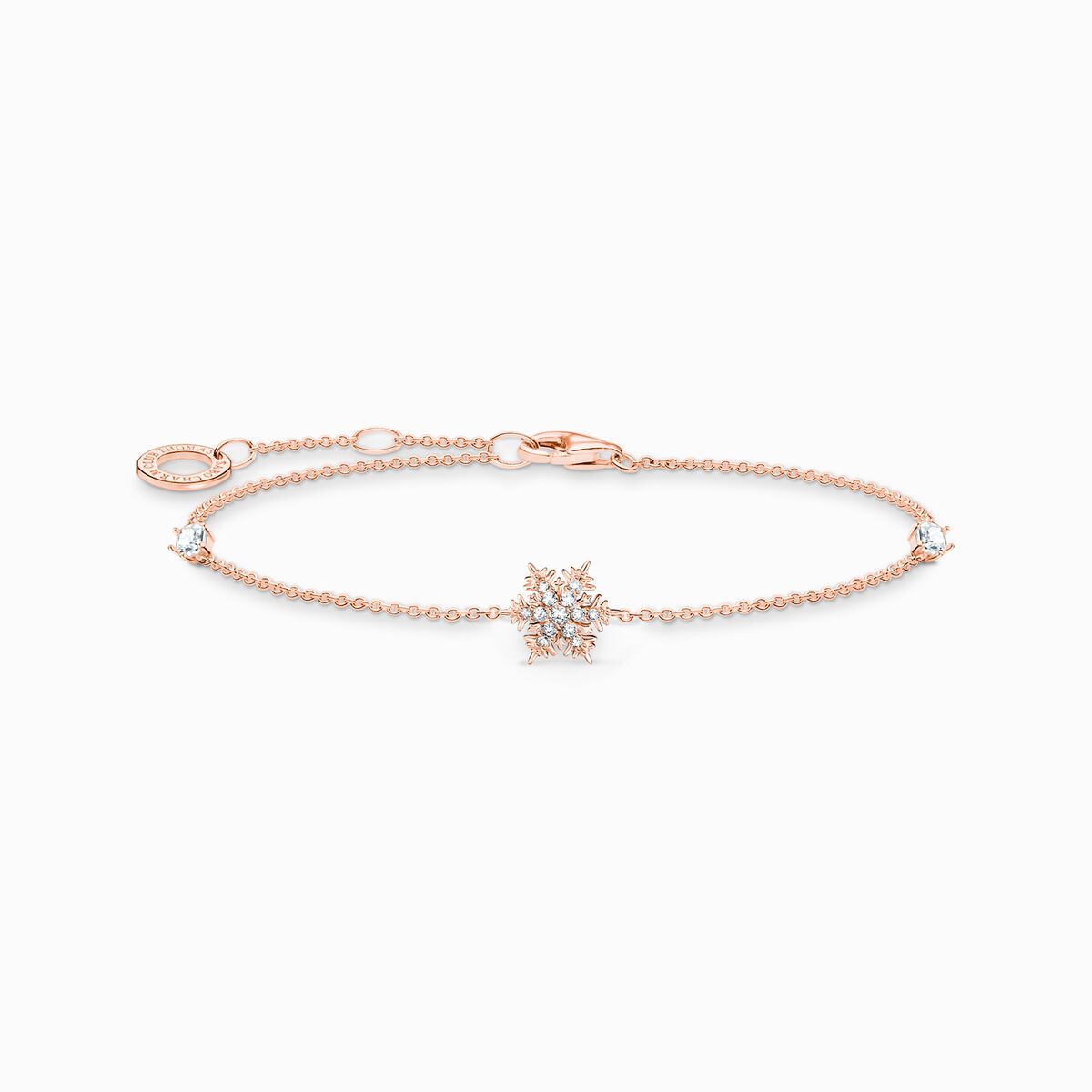 Bracelet snowflake with white stones rose gold