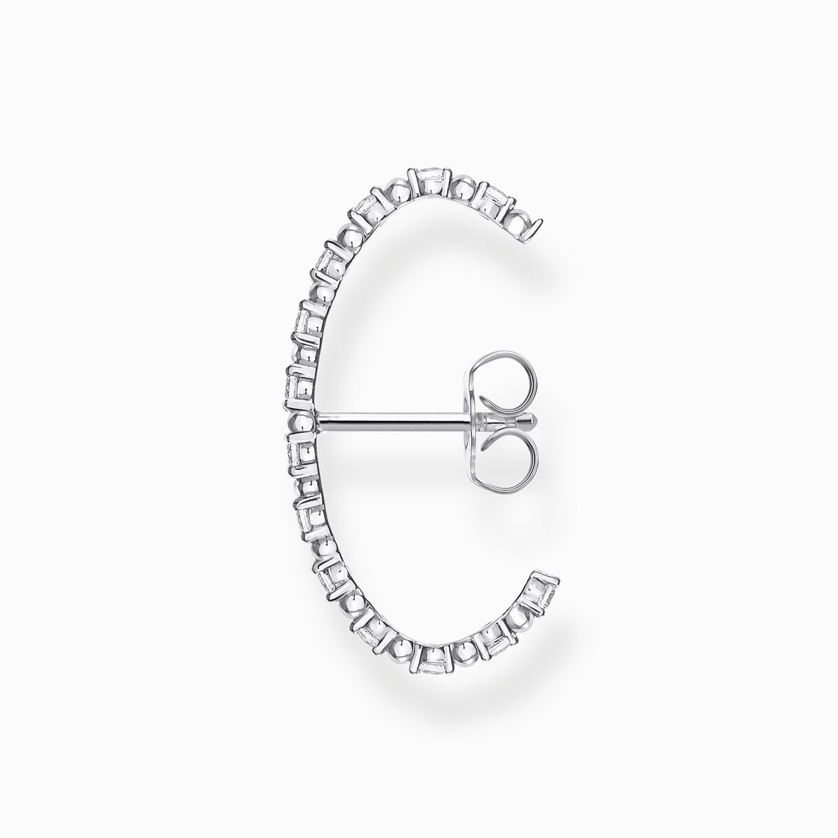 Single ear stud white stones, silver