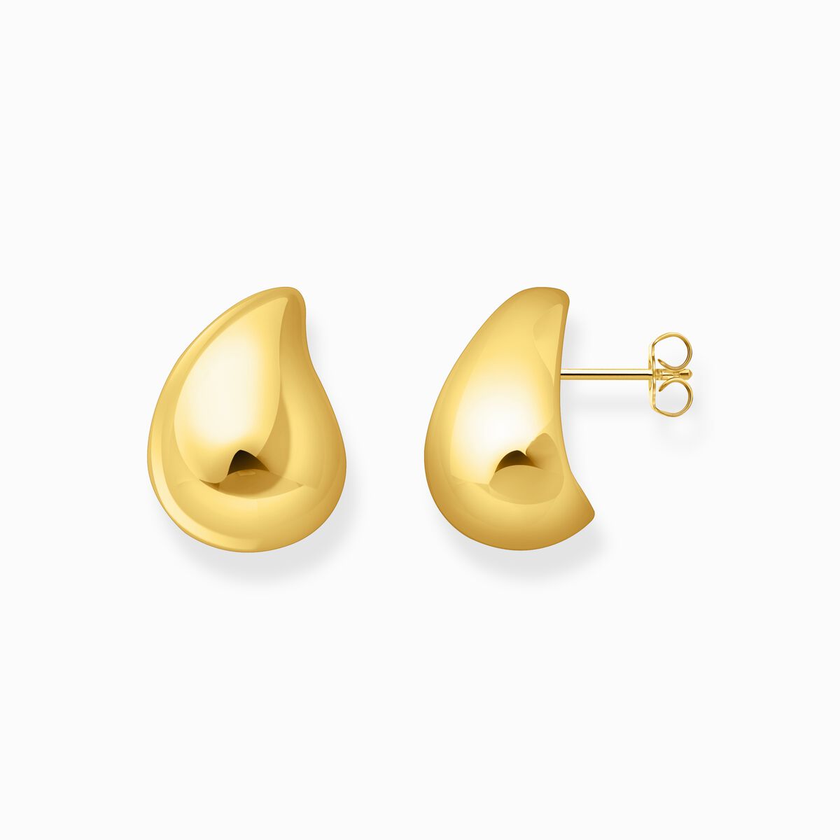 Gold-plated earrings in organic drop-shape