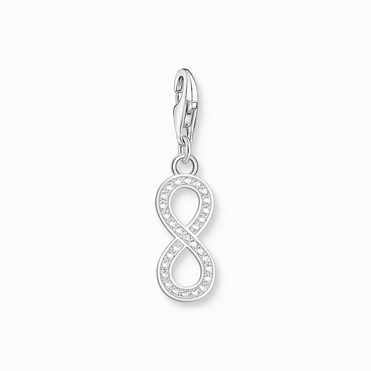 Silver Infinity Charm pendant with zirconia stones silver