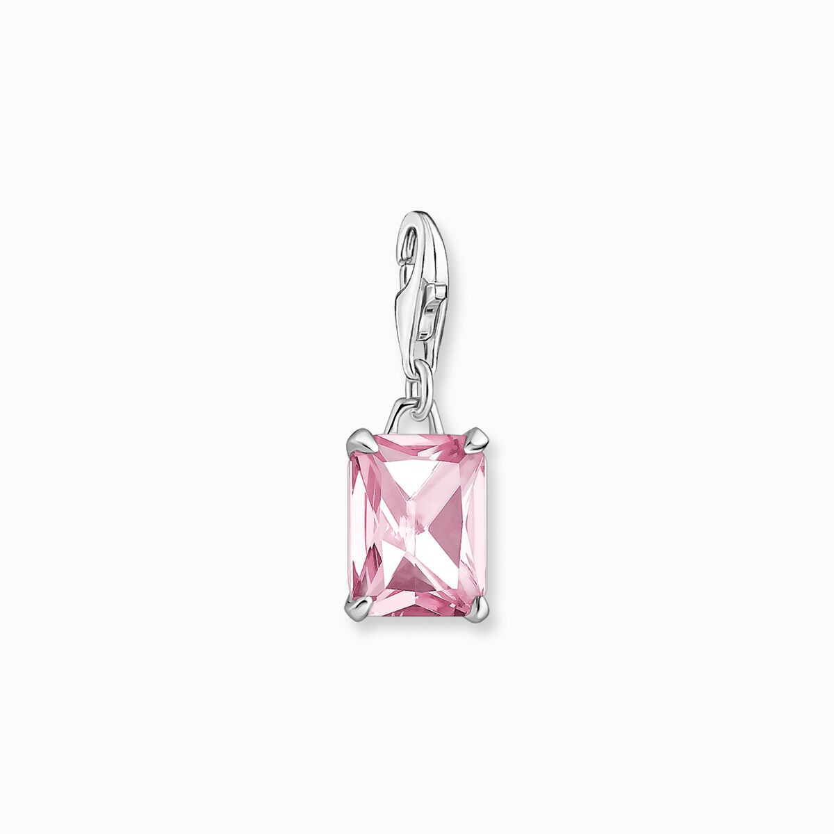 Charm pendant pink stone silver