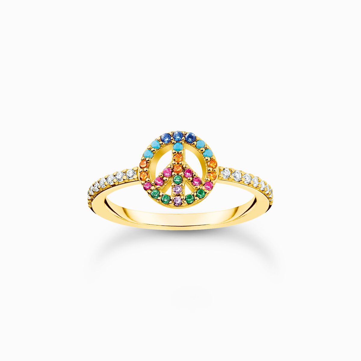 Ring peace with colourful stones gold