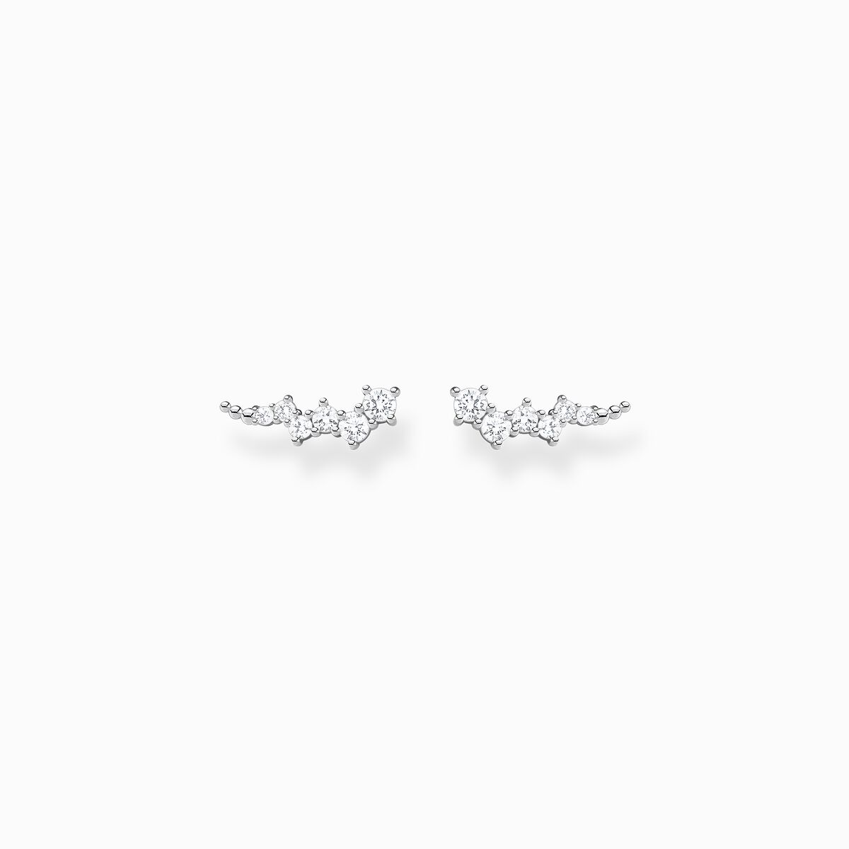 Ear climber white stones, silver