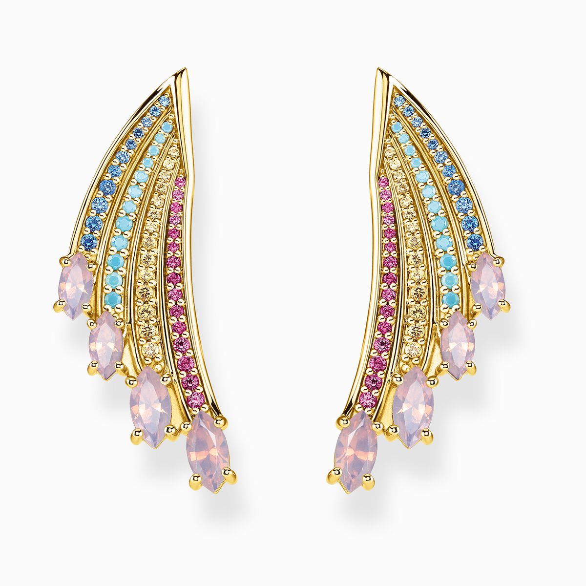 Earrings bright gold-coloured hummingbird wing