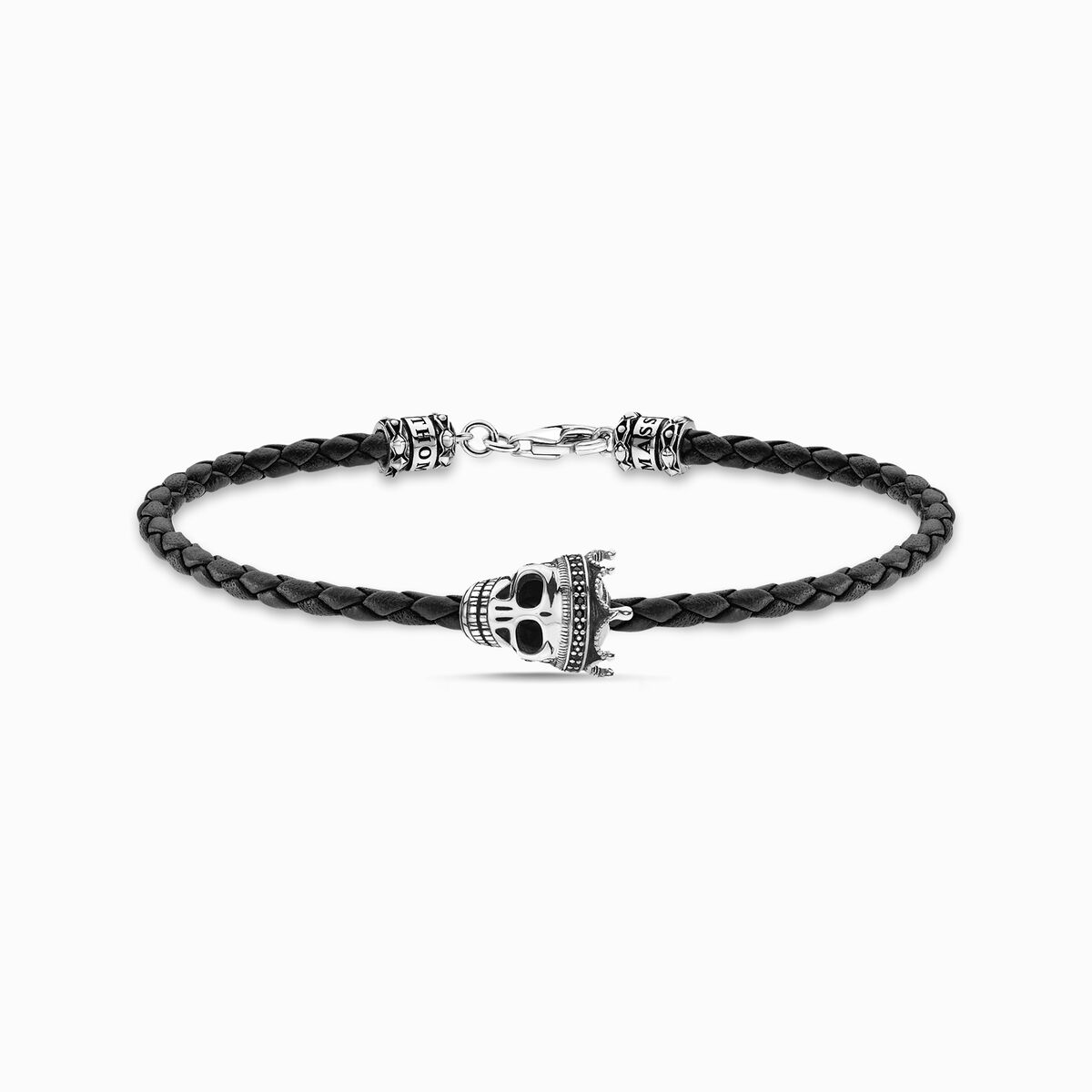 Leather bracelet black skull