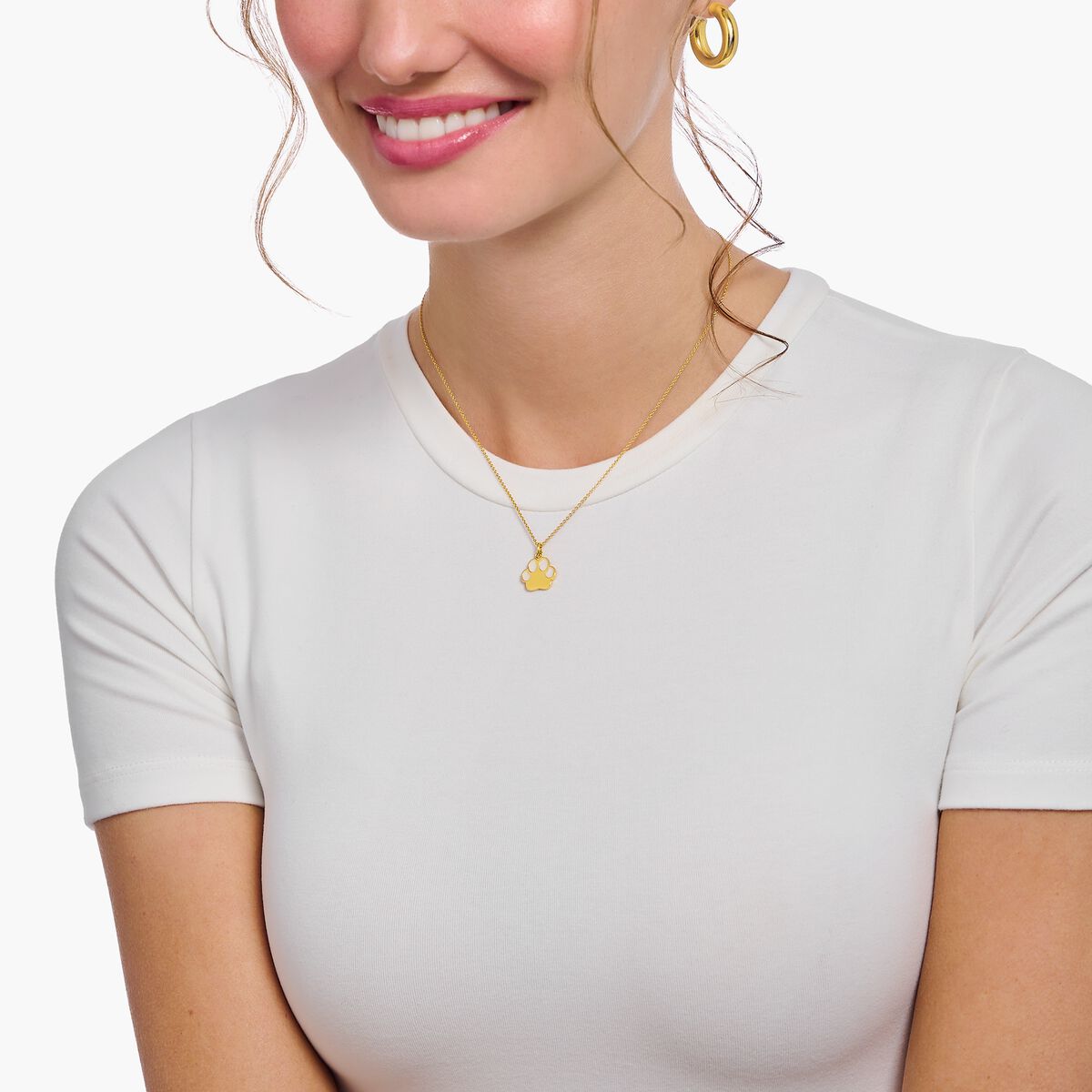 Gold-plated necklace with paw pendant and cold enamel