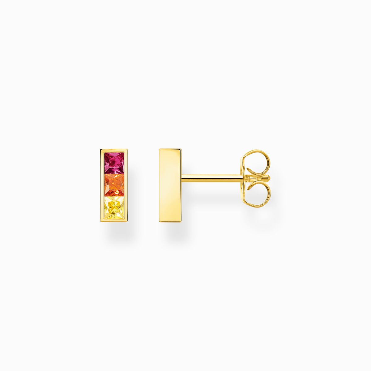 Ear studs colourful stones gold
