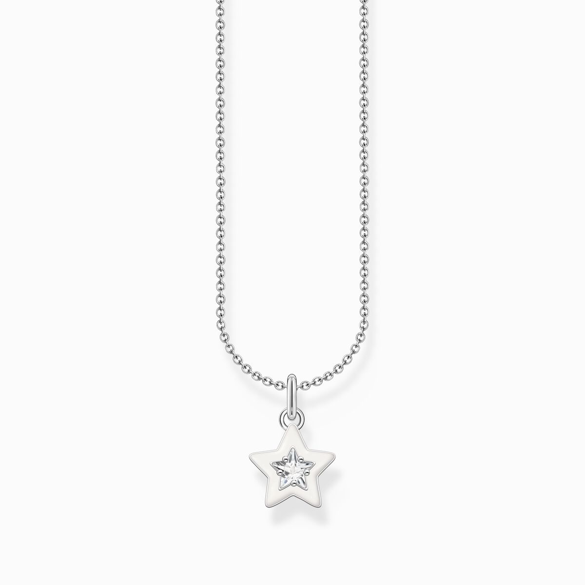 Silver necklace with star pendant and white zirconia