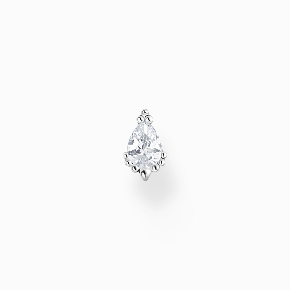 Single ear stud ice crystal silver