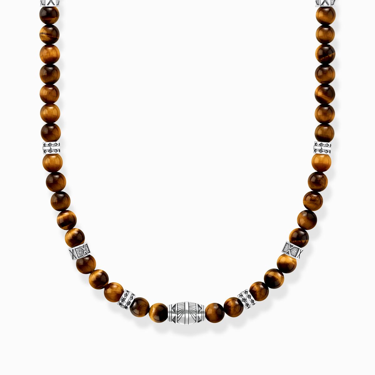 Necklace with tiger's eye beads silver